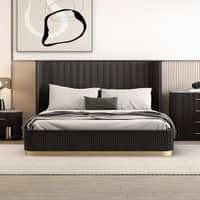 Opus Engineered Wood King  Size Bed With Hydraulic Storage (Walnut Brown Finish)