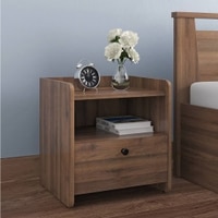 Lavista Engineered Wood Bedside Table in Classic Walnut Finish