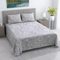Milo Multicolor Floral 400 TC Cotton Flat Queen Size Bedsheet with 2 Pillow Covers – Threads