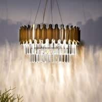 PHANTOM 9 Light Brass Finish Metal and Crystal Chandelier