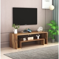 Kiara Solid Wood Free Standing TV Unit in Teak Finish