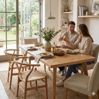 Scandinavian Loftus Large Dining Table Brown Natural Wood Finish