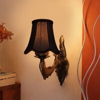 Devansh Gold Antique Wall Mounted Lamp With Black  Cotton Shade