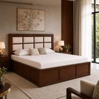 Eshaan Solid Wood Comfort King Bed Box Storage Provincial Teak Finish Mattress 72 x 78 Inches