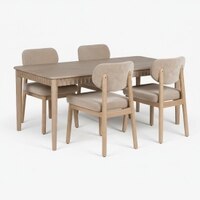 Dune Solid Wood Four Seater Dining Table Set in White Colour