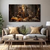 The Castle Decor Lord Ganesha Wall Painting Wooden Framed 27x48 Inch (Style 25)