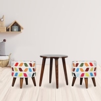 Julian Solid Wood  Ottomon in  Multicolor Colour