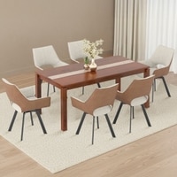 Atlas Crest Storage Solid Wood Dining Table With 6 Casey Swivel Chairs (Finish : Honey, Chair Colour : Beige & Tan)