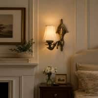Devansh Metal Electric Wall Light in Gold Colour with off-white Shade Count of 1 Light