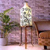 Mavis White Glass Shade Floor Lamp With White Metal Base