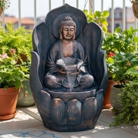 Buddha Face Shower Aqua Fiber Glass Indoor Fountain