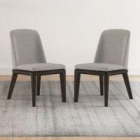 Taarkashi Solid Wood Dining Chair Set Of 2 In Ameican Walnut Finish With Gainsboro Grey Fabric Colour
