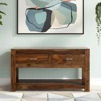 Elder Sheesham Wood Console Table in Teak Finish