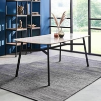 Acme Metal 6 Seater Dining Table in Black Powder Finish