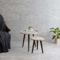 Ethereal Gold Round Nesting Tables with Wooden Legs, Side Tables, Wooden Tables, Living Room Decor by A Tiny Mistake