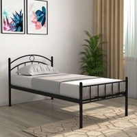 Arnold Metal Single Size Bed In Black Finish