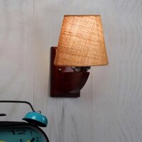 Devansh Solid Wood Electric Wall Light in Beige Colour with Beige Shade Count of 1 Light