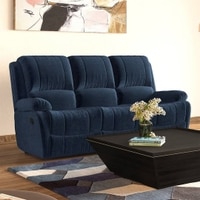 Lebowski Fabric Three Seater Manual Recliner in Cobalt Fabric Colour
