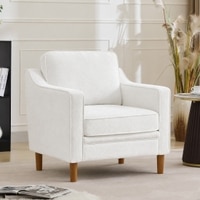 Menta Boucle Fabric Lounge Chair in White Colour