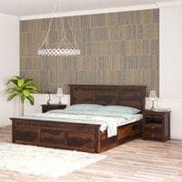 Madhvi Solid Wood King Size Bed In Box Storage Bed In Provincial Teak Finish