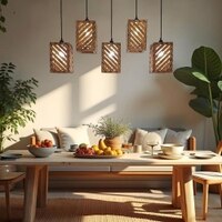 Oblique 5 Series Brown Solid Wood Cluster Hanging Light