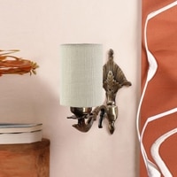 Devansh Metal Electric Wall Light in Antique Gold Colour with White Shade Count of 1 Light