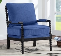 Luxe Linen Fabric Lounge Chair- Blue