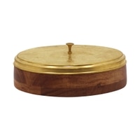 Metalsmith Wooden Storage Box with Lid Brown Gold Finish Organizer