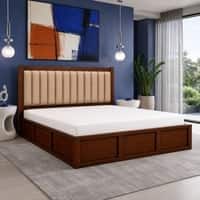 Tarang Solid Wood Compact King Bed Hydraulic Storage Provincial Teak Finish Mattress 72 x 72 Inches