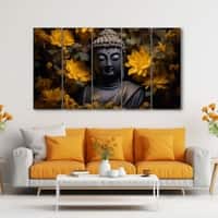 The Castle Decor Lord Buddha Meditation Wall Painting Wooden Framed 27x48 Inch (Style 2)
