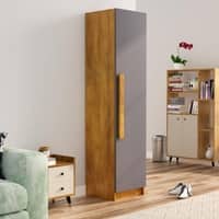 Hexa Red Wooden 1 Door Wardrobe with Huge Storage Space in Giant Wood and Slate Grey Colour