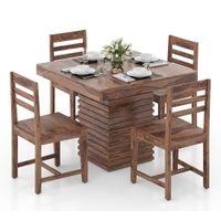 Julian 4 Seater Dining Table With Set Of 4 Oliver Dining Chairs (Finish- Teak)