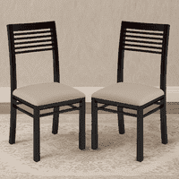 Zella Solid Wood Dining Chair Set Of 2 In Mahogany Finish With Wheat Brown Fabric