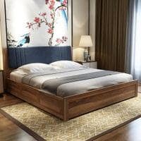 Nahiri Sheesham Wood Queen Size Bed In Teak Finish With Box Storage