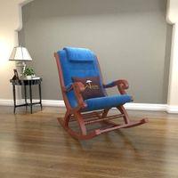 Rudyard Solid Wood Rocking Chair in Blue velvet Colour