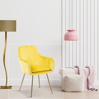 Hilsa Fabric Accent Chair in Yellow Colour