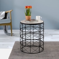 Metalsmith Solid Wood Side Table in Black Powder Finish