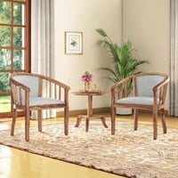 Bella Lounge Chair Finish Teak Grey Floral Azco Colour