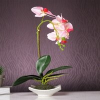 White 1 Pieces Orchid Artificial Plant With Pot