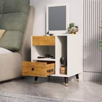 Hexa Red Engineered Wood Dressing Table in Giant Wood and Frosty White Colour