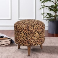 Leo Solid Wood  Ottomon in  Gold Colour