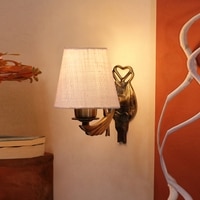 Devansh Metal Electric Wall Light in Antique Gold Colour with White Shade Count of 1 Light