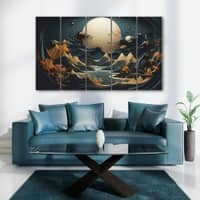 The Castle Decor Golden Mountains Sea Wall Art Set of 5 27x48 Inch