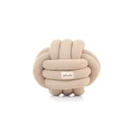 Knotty Combed Cotton Knitted Decorative French Beige Knot Pillow 7 x 7 Inches