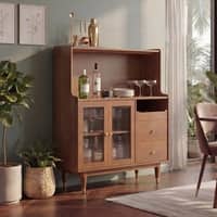 Klint Solid Wood Bar Cabinet (Amber Walnut Finish)