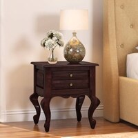 Nitara Solid Wood Bedside Table in Mahogany Finish
