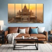 The Castle Decor Ram Mandir Wall Painting Wooden Framed 27x48 Inch (Style 8)