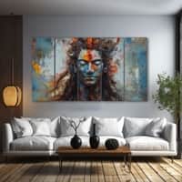 The Castle Decor Lord Shiva Wall Painting Wooden Framed 27x48 Inch (Style 19)