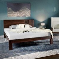 Alaca Solid Wood Queen Size Bed In Mahogany Finish