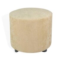 Iris Solid Wood Pouffee Stool in Ivory Sparkle Velvet Fabric